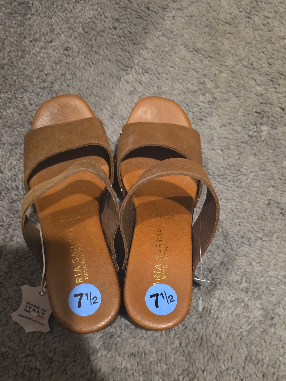 Brown Suede Slide Sandals